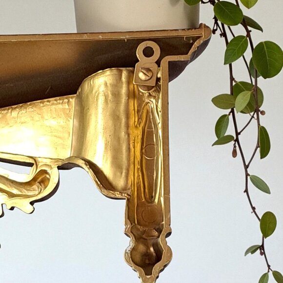 Vtg Dart Ind. Wall Shelf #3056 Gold Ornate Hollywood Regency MCM Roses Gilt USA - Picture 11 of 14